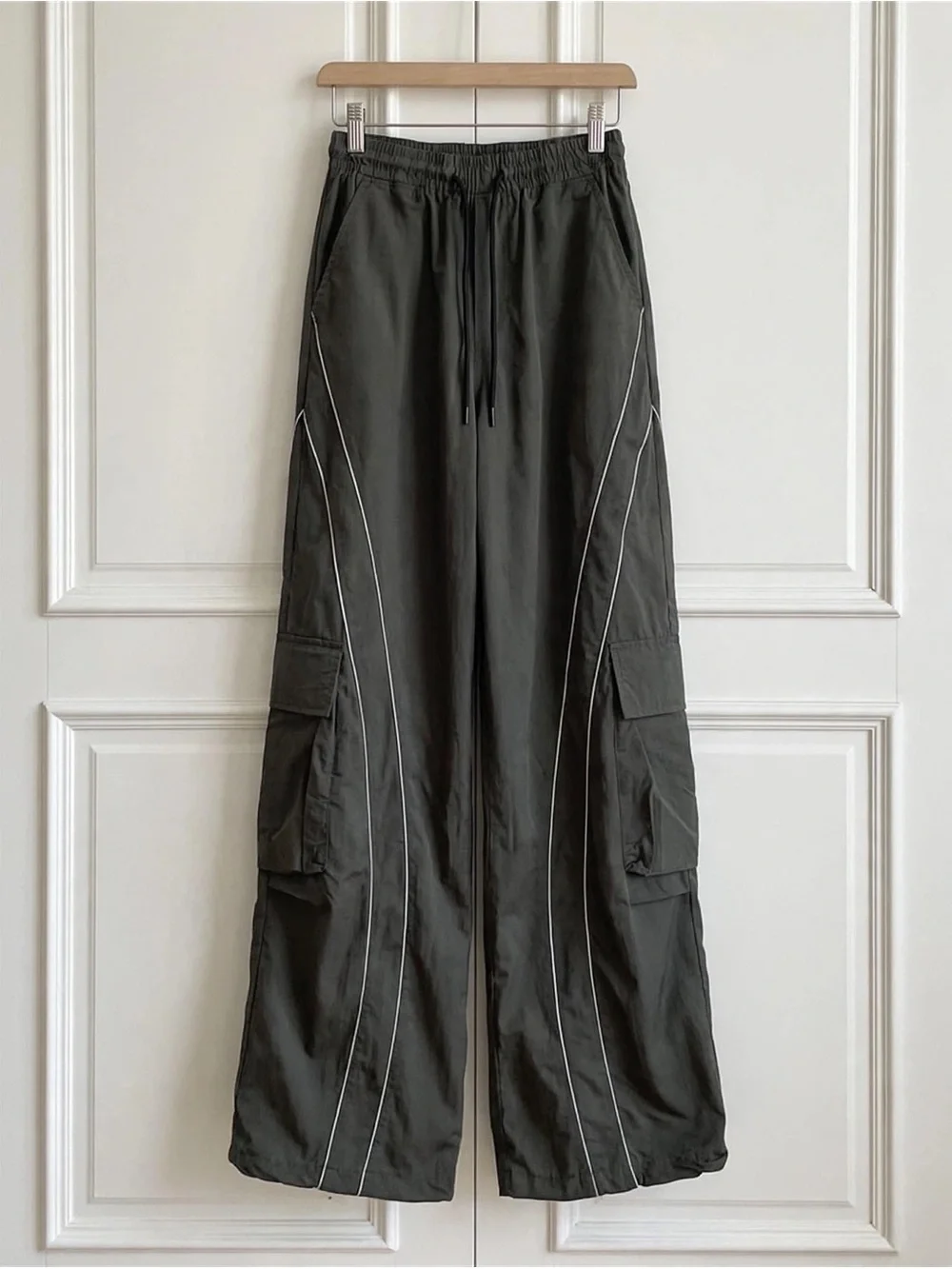 Men's Wide-Leg Cargo Pants - Dark Olive